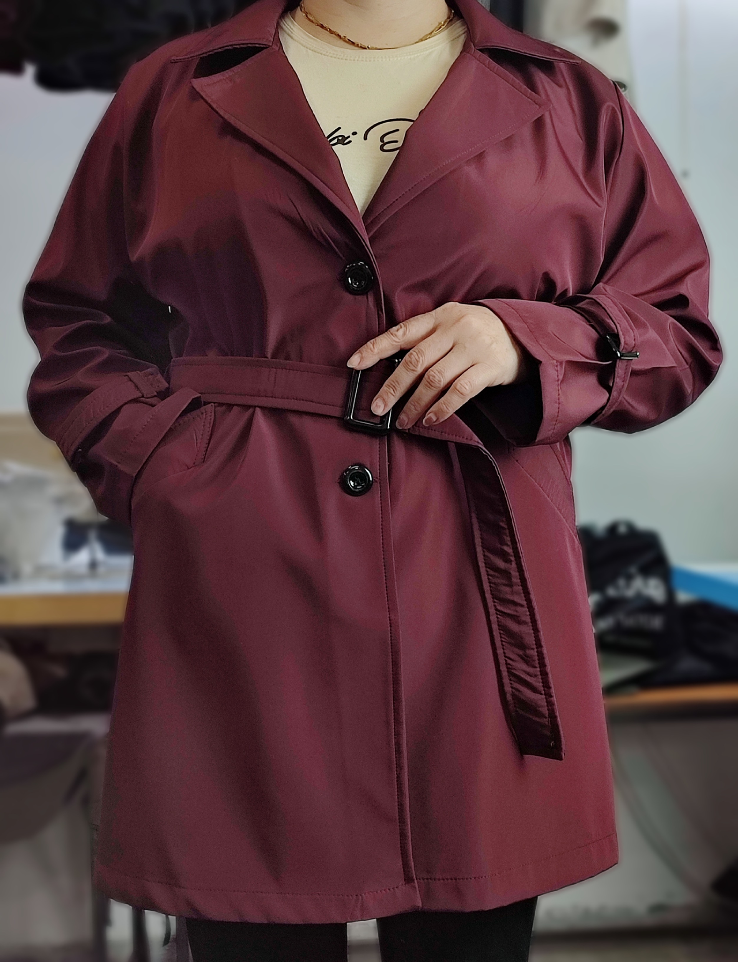 بارانی زنانه سایز بزرگ جنس سانتانا بدون آستر